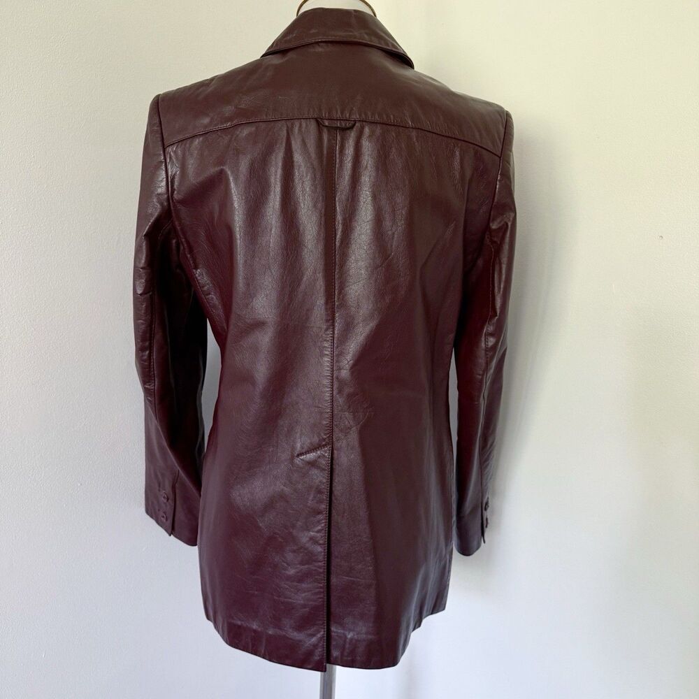 Vintage Etienne Aigner Leather Blazer Jacket Womens Oxblood Size 6 XS/S Small - Picture 5 of 16